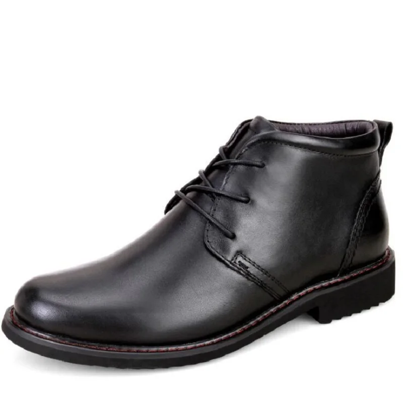 

Brand AMSHCA Man Cow Leather Boots Work Safety Winter Shoes Outdoor Genuine Leather Ankle Boot Solid Shoes Bota Masculina