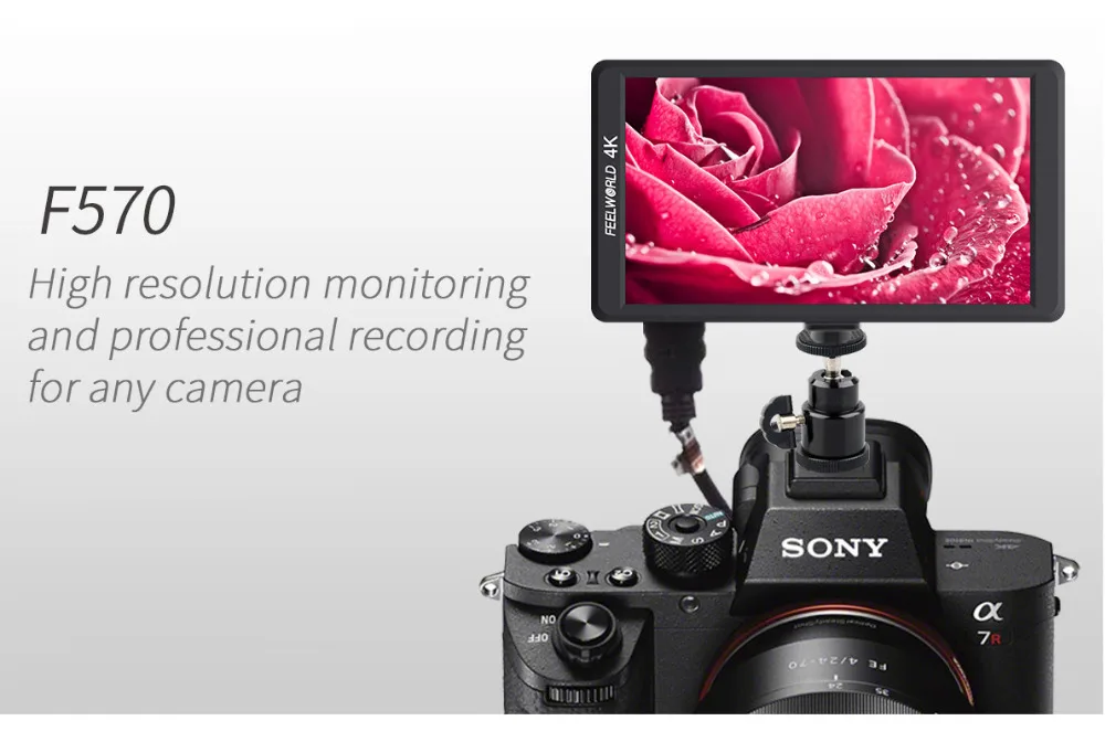 F570 5.7 4K Mini camera Monitor HD 1920x1080 LCD monitoring with HDMI Input Output for DJI ronin ZHIYUN crane Gimbal Stabilizer2
