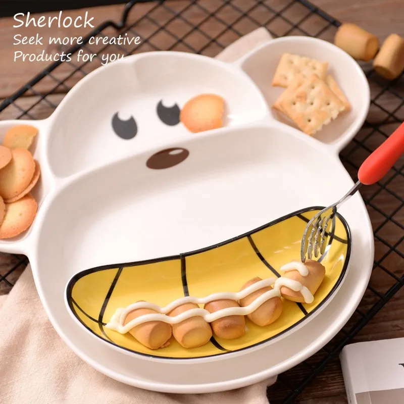 Toddler Baby Kids Child Feeding Lid Training Bowl with Spoon Cartoon Binaural Baby Feeding Ceramic Tableware Children Plate Suck Toddler Baby Kids Child Feeding Lid Training Bowl with Spoon Cartoon Binaural Baby Feeding Ceramic Tableware Children Plate Suck