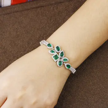 

Fashion Leaves Snap Bracelet Green Crystal Bracelets For Women Bracelet Boheme Snap Button Jewelry Pulseras Mujer Moda 2017