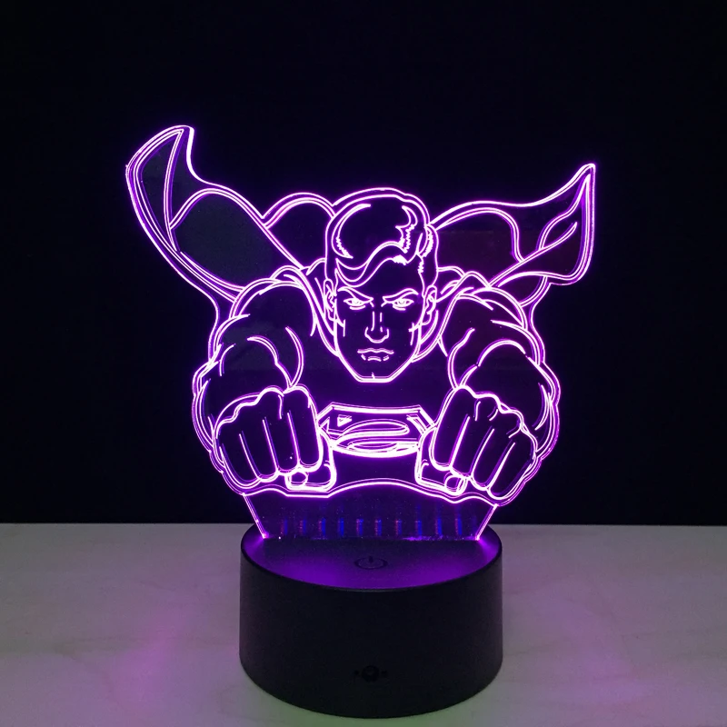 

Chaohui Dropshipping New 3D Lamp LED Night Light Hero Marvel Superman Logo USB Touch Color Changeable Led Table Desk Lampara