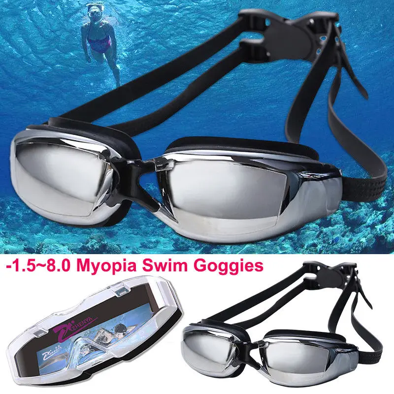 1.5 8.0 Myopia Swimming goggles waterproof goggle HD Anti Fog UV