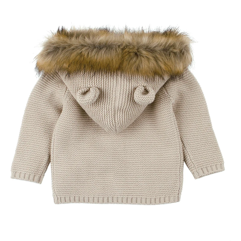 Детский свитер; кардиган с ушками для маленьких девочек; вязаные куртки с капюшоном для новорожденных мальчиков; Весенняя Детская куртка; пальто с капюшоном; свитера для девочек