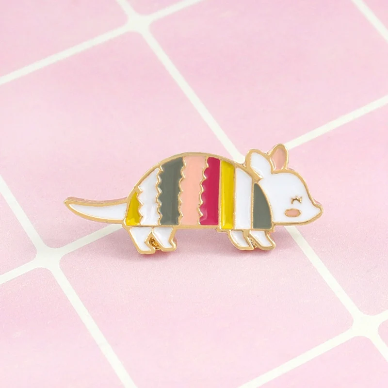 

A Little Enamel Pin Cute Cartoon Colorful Drop Oil Bamboo Rat Brooch Badge Denim Backpack Pin Children's Gift