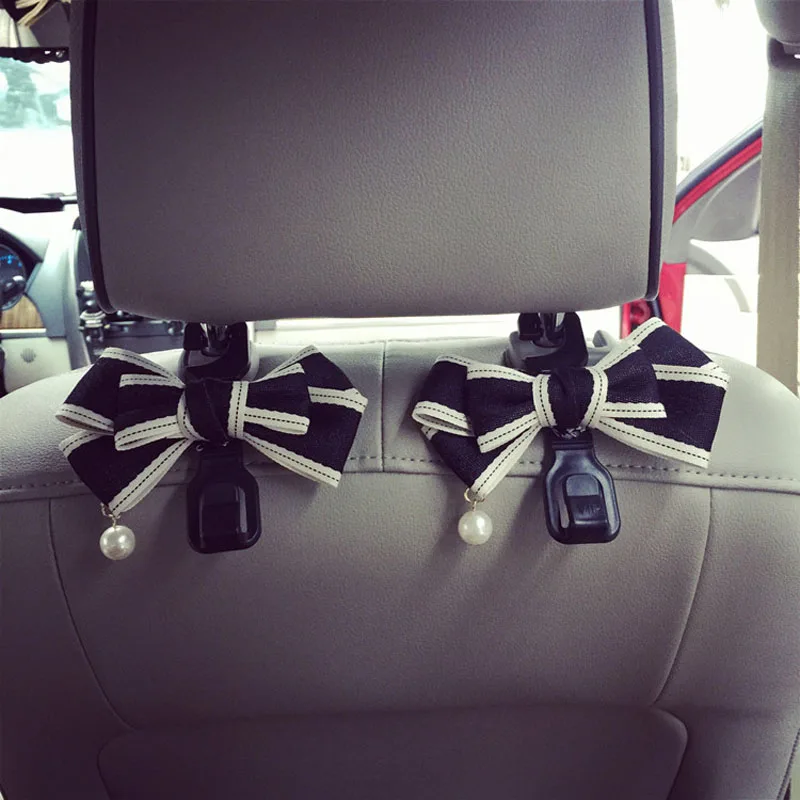

Creative Pearl Bowknot Car Seat Back Hooks Hanger Organizer Universal Headrest Mount Storage Hooks Clip Styling Car Accessories