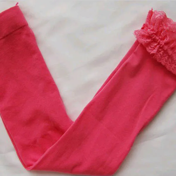 Штаны для маленьких девочек новые детские кружевные модные рейтузы, Детские однотонные леггинсы для балета бархатные - Цвет: Красный