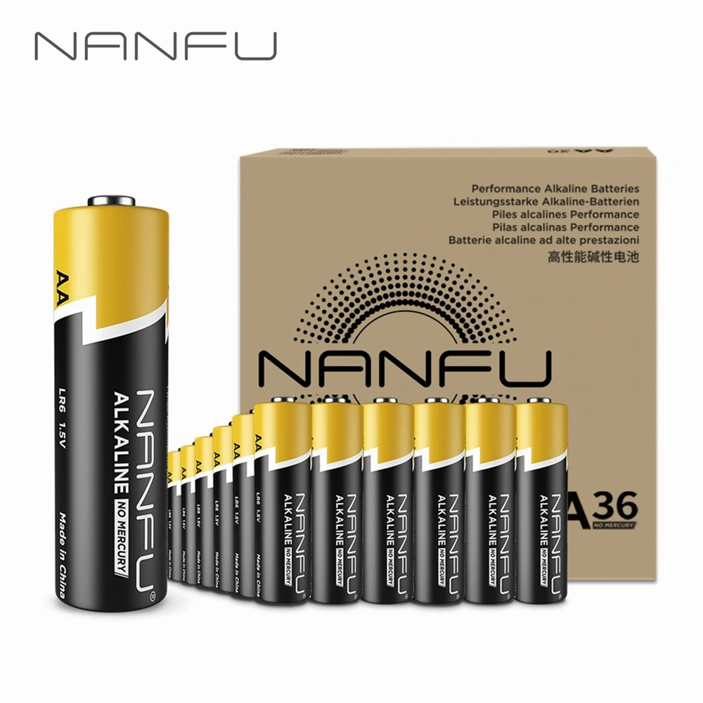 NANFU 36 шт. аккумулятор aa батарейки 1.5 В щелочной аккумуляторы LR06 батарея 2a акб 2100 мАч для камеры игрушечный микрофон