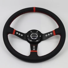 SP Stype 350 мм гоночный дрифтующий руль из натуральной кожи с красной прошивкой