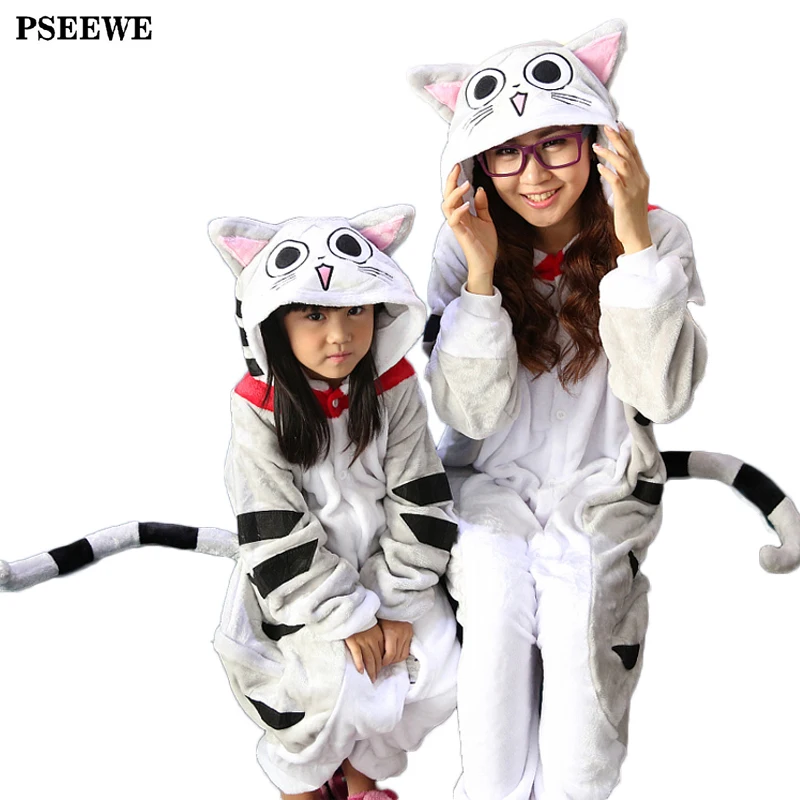 Winter Flannel Family mother kids female unicorn panda animal pajamas one piece Girl Boy pajamas woman