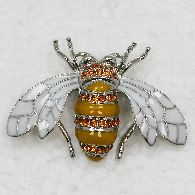 12pcs/lot Wholesale Brooch Rhinestone Enamel Honey Bee Fashion Pin