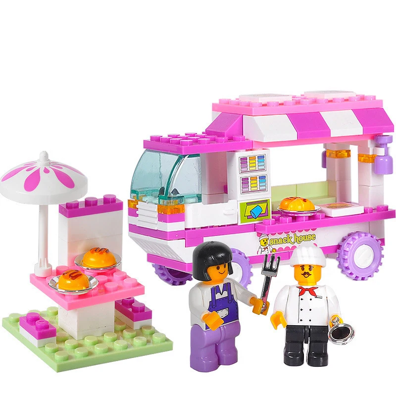 102pcs Girl Food Truck Play House Toys Blocks Enlighten Building Blocks Children Gifts Kids Bricks Baby Girls Toys K2832 baby-brick : image 102pcs Girl Food Truck Play House Toys Blocks Enlighten Building Blocks Children Gifts Kids Bricks Baby Girls Toys K2832 baby-brick