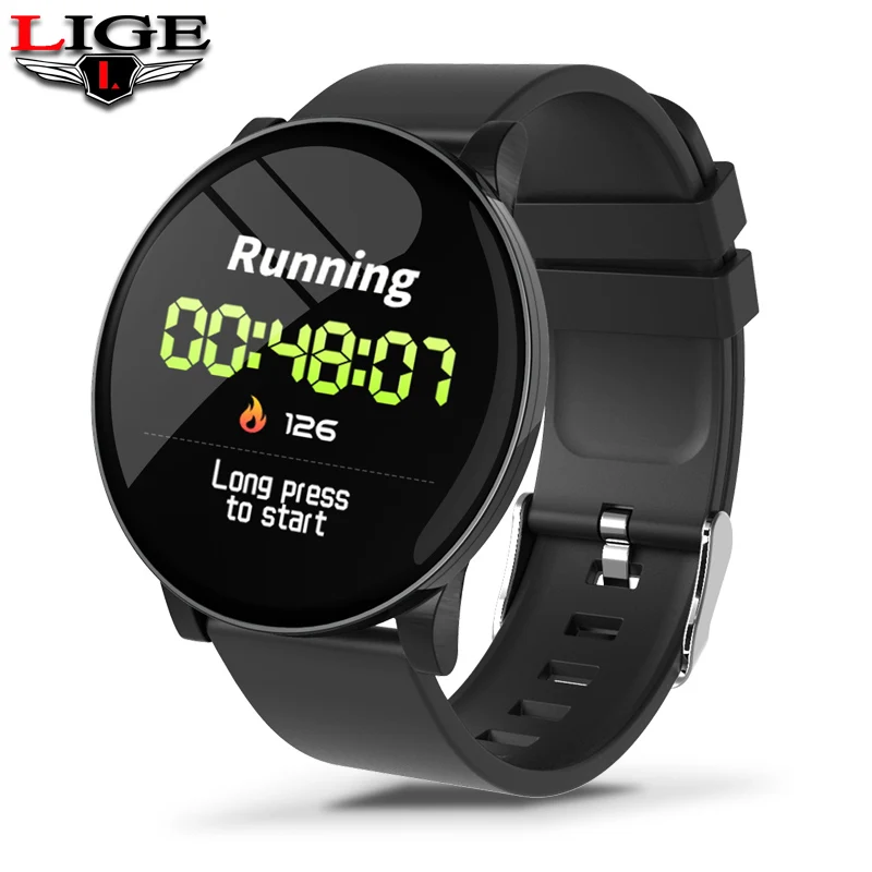 

LIGE New Man Smart Sports Bracelet Women Waterproof Fitness Watch Blood Pressure Heart Rate Monitor Smart Watch For Android iOS