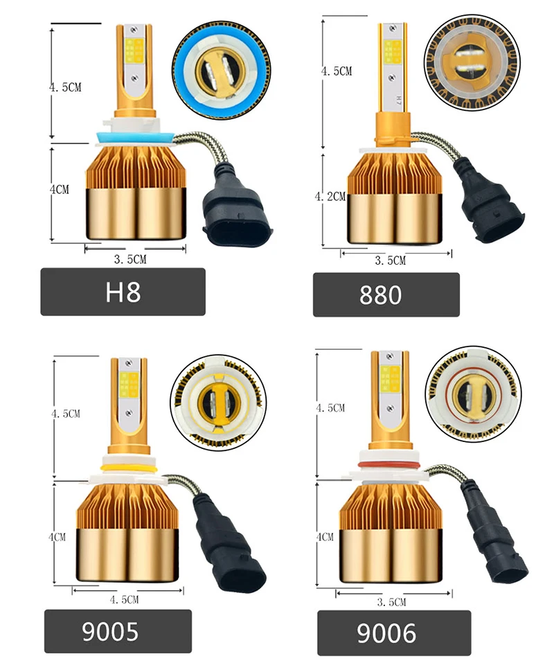 GZ KAFOLEE 2 предмета H7 светодиодные лампы триколор фар H8 Led H1 3000 K 6000 K 4500 K H3 H4 H9 H11 HB3 9005 HB4 9006 880 881 фары автомобиля