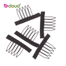 50pcs-100/лот 5 Theeth Нержавеющая сталь парик расчески для парик шапки заколки для волос для наращивания сильный Черное кружево расческа для волос