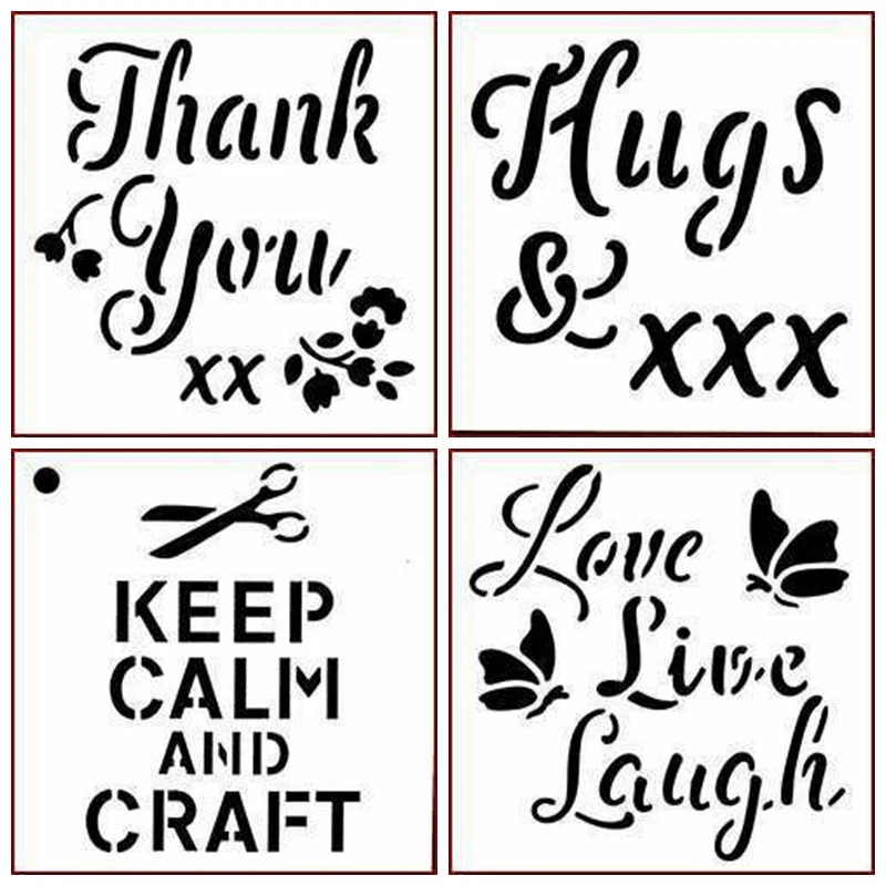 

85*85mm Word Letter Stencil For DIY Scrapbooking Paper Cards Making Crafts Plastic Templates Paint Decor New 2019
