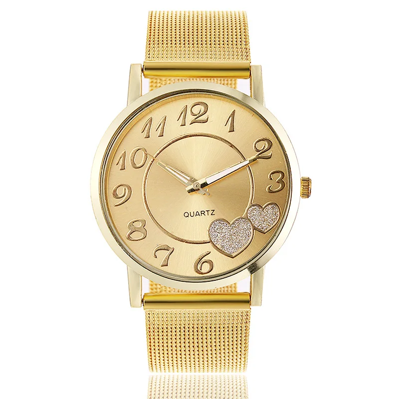 New Women Lover Dial Bracelet Quartz Clock Fashion Metal Gold Silver Fashion Creative Dress Watches for Ladies Women Gift