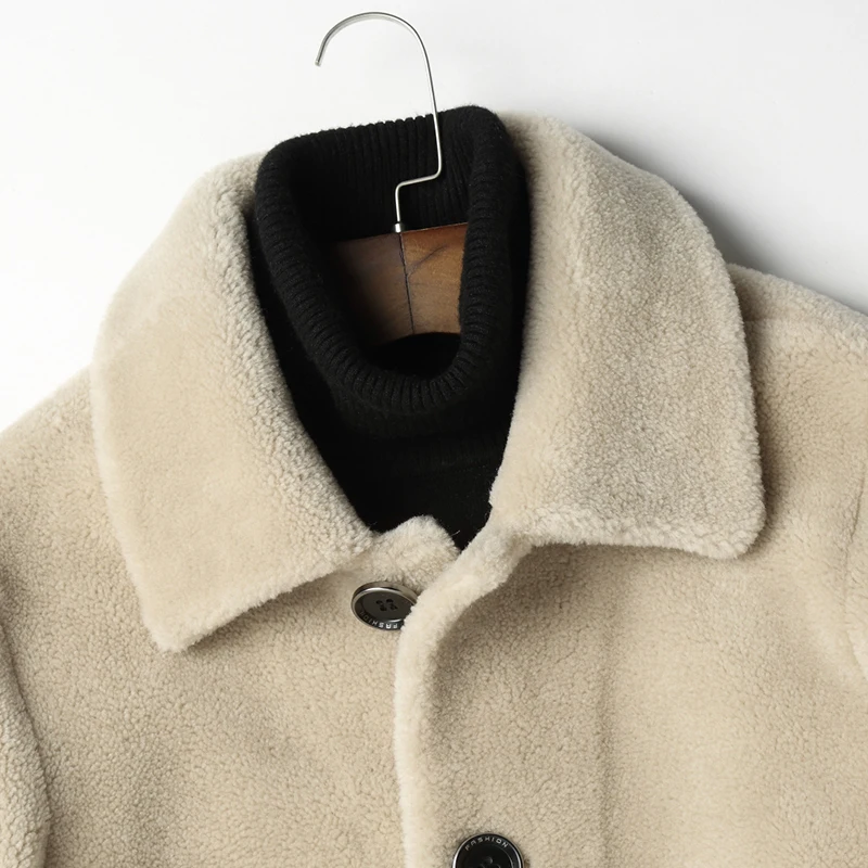 Шерстяное меховое пальто, осенняя зимняя куртка, Мужское пальто из натурального овечьего меха, Двусторонняя одежда, теплая куртка, мужские модные куртки, L18-3701, YY350