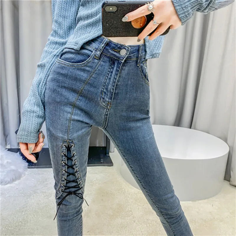 

High Waist Sexy Slim Blue Stretch Womens Clothing Skinny Slim Push Up Long Denim Pencil Pants Casual Femme Trousers jeans Woman