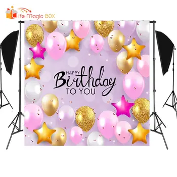 

LIFE MAGIC BOX Photo Background Pink Balloons Birthday Party Photography Backdrops Photobooth