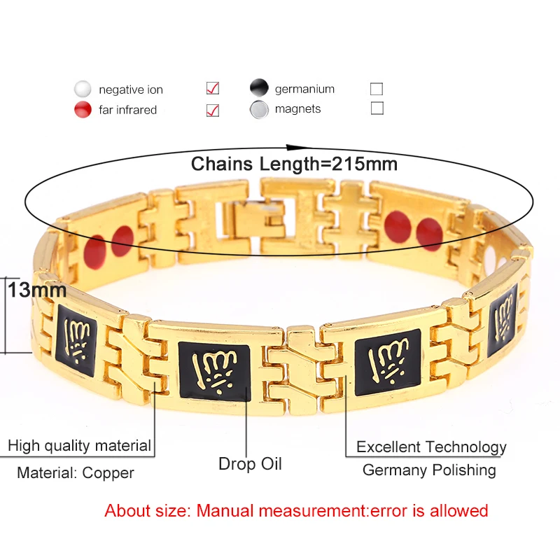 Медные, золотистого цвета энергии магнитные браслеты для женщин и мужчин лечение артрита Здоровье браслеты религиозные украшения