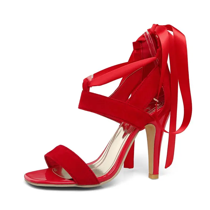 ASUMER/Большие размеры 34-45; Новинка года; женские босоножки; модная летняя женская обувь с ремешком на щиколотке; элегантные босоножки на тонком высоком каблуке; женская обувь - Цвет: Красный