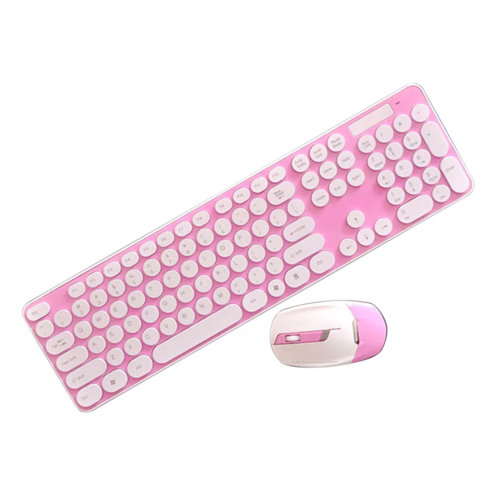 

2.4GHz Wireless Keyboard + Mouse Smart Power-saving Combo Cordless Round Key Set for Laptop Computer XJ66