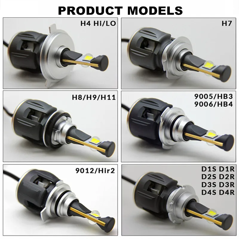 Вдлительную X70 H7 светодиодный лампы с CREE H4 светодиодный D4S H1 H8 H9 D2S H11 9005 D3S 9006 HB4 HB3 D1S автомобильные головные фары лампы 6000 К Противотуманные фары 12V