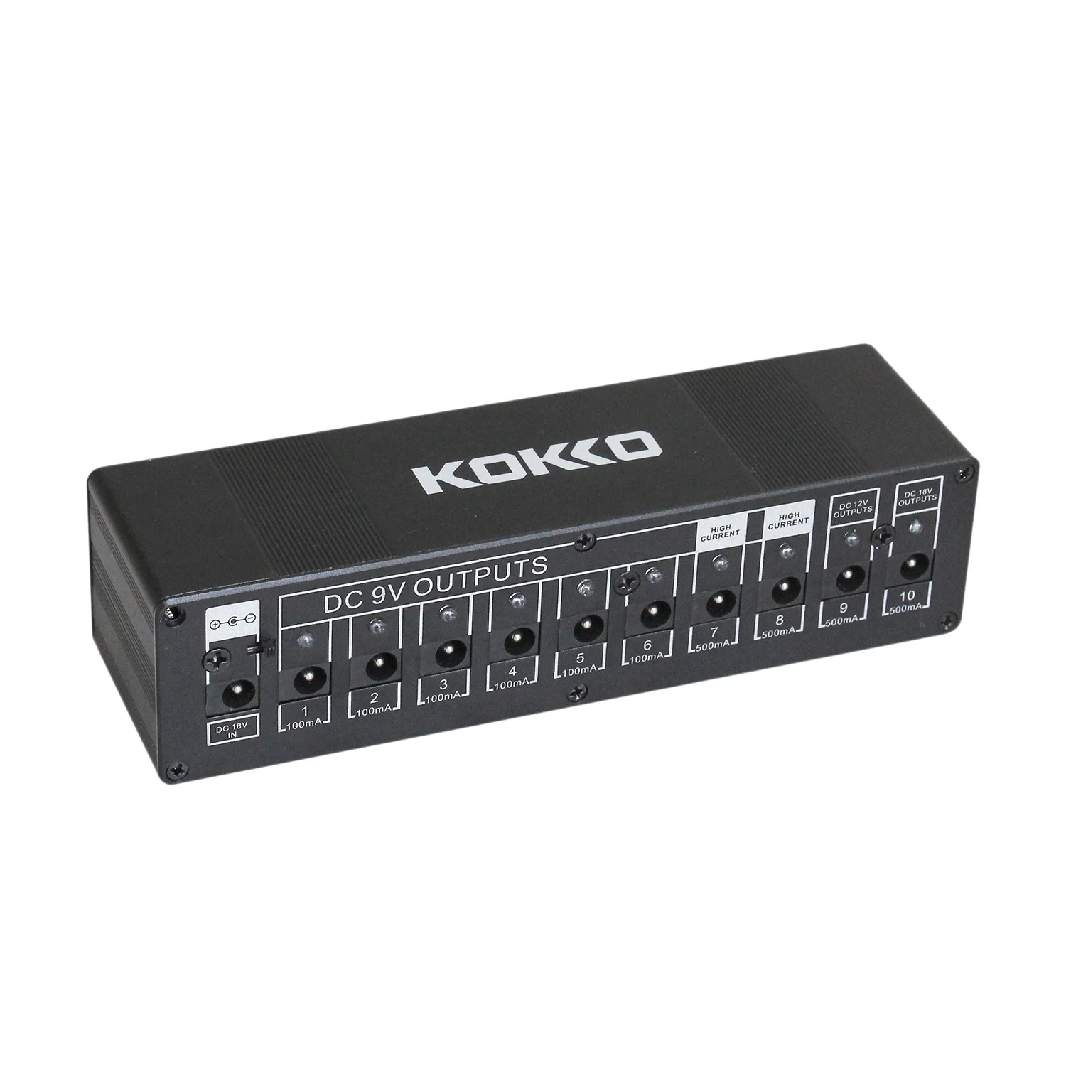 

KOKKO Guitar Pedal Power Supply Compact 10ways Out 7ways 9V100ma DC 9V/12V/18V Safety Voltage Protection(EU Plug)
