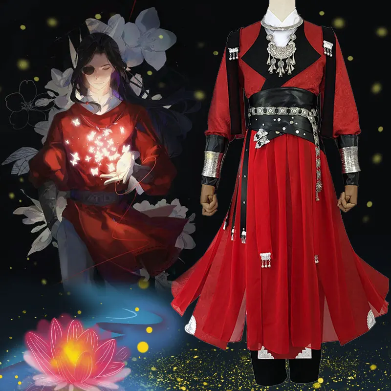 

Desperate Ghost King Hua Cheng Cosplay Costume Tian guan ci fu New Arrival Outfit With Cloak Full Set
