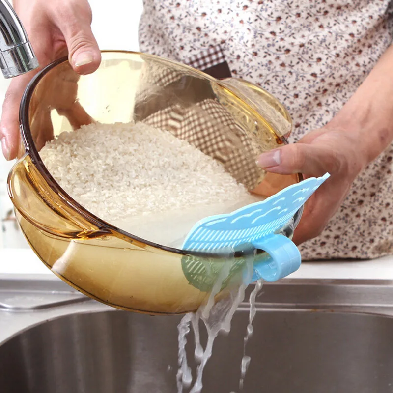 

Durable Rice Wash Smile Face Shaped Sieve Hook Beans Peas Cleaning Gadgets Kitchen Clips Tools Kitchen Accessory