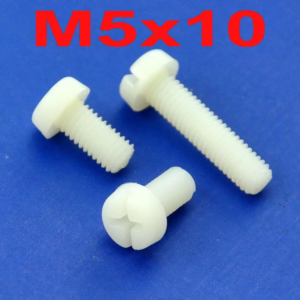 

(10 pcs/lot ) Metric M5 x 10mm Nylon Phillips/Slot Pan-Header Screw.