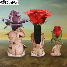 DIAPAI Алмазная картина "Роза цветок персонаж" Вышивка крестом на заказ фото алмаз, вышивка квадратными круглыми настенный Декор для дома A26184