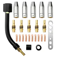 24 шт. 15AK факел расходуемый электрод щит чашка звено кончики стержней гусиная шея изгиб для MIG 15AK MIG устройство сварочный аппарат