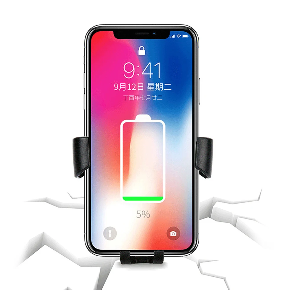 10 Вт Быстрое беспроводное зарядное устройство для samsung S10 S9 S8 Plus USB Qi зарядный кронштейн для iPhone XS XR 8 X держатель телефона на вентиляции