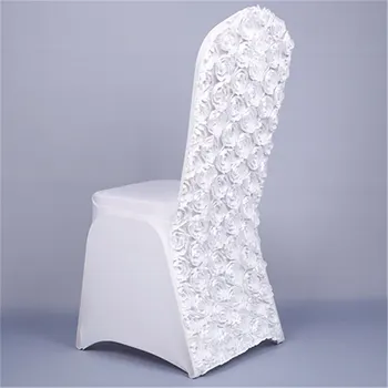 

Creative Rose Decoration Chair Cover Spandex For Wedding Banquet 1 Pcs Handwash Stretch Seat Covers Slip Cover housse de chaise