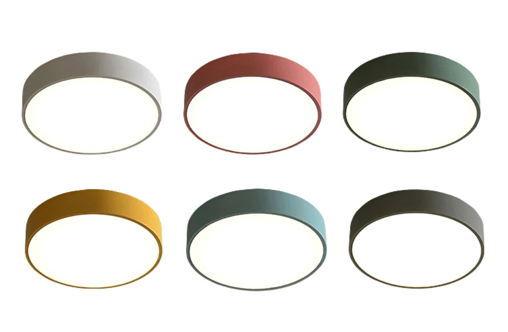 LED Ceiling Light Modern Round 5cm Super Thin lamp Living Room Bedroom Kitchen Surface Mount Flush Panel Remote Control Macaroon