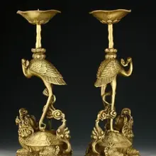 Пара из нежного китайской латунные краны, стоящий на Статуя Дракона черепахи подсвечники