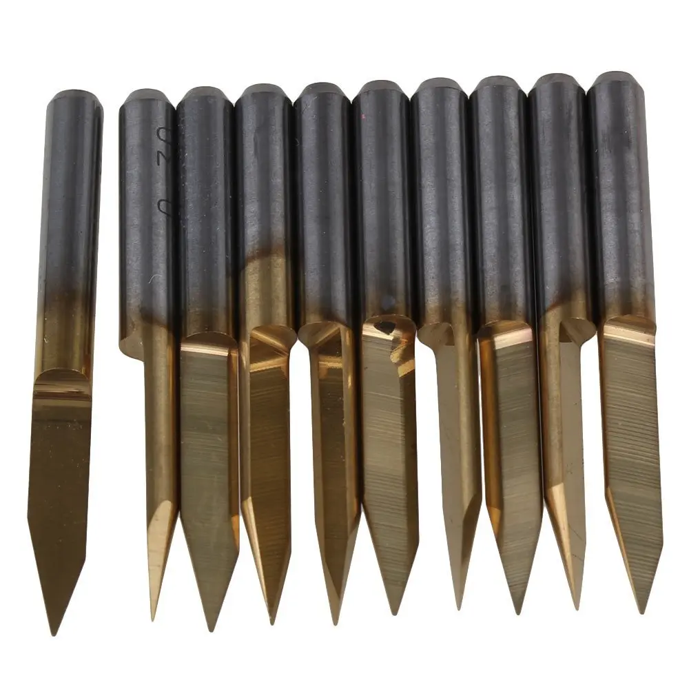 

0.2mm Blade Titanium 3.175mm Shank Carbide Engraving Bit 30 Degree CNC PCB Router Tool Pack of 10