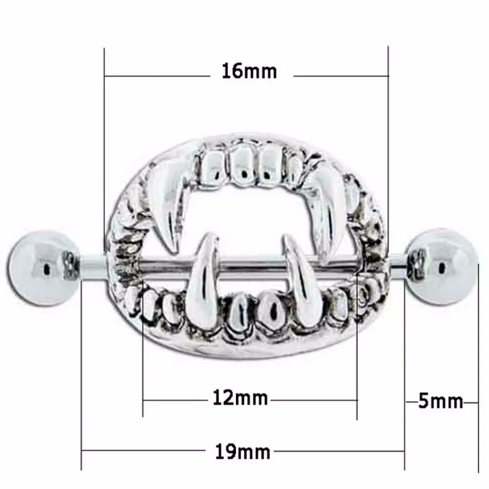 Хирургическая сталь сексуальная любовь укуса клыки вампира Клык соска щит колпачок пирсинг кольцо ювелирные изделия для тела