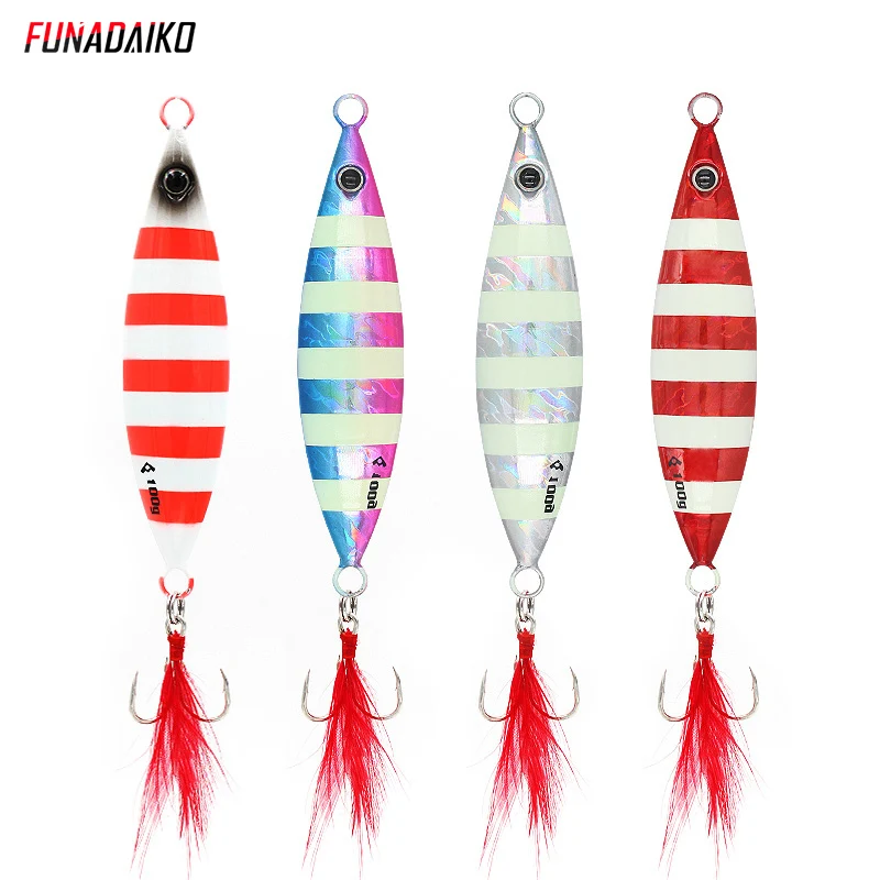 

FUNADAIKO Seawater fishing jig lures slow boat fishing luminous glow jingging bait shore casting jig 80g/100g/120g
