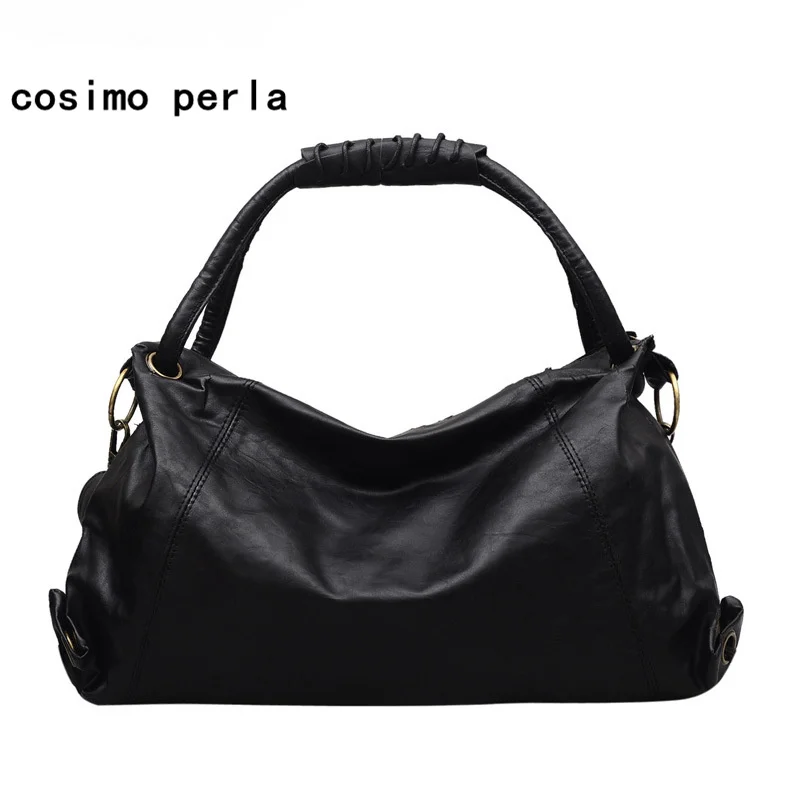 

Fashion Women Handbags Soft Leather Tote Hobos Bag Solid Color Large Capacity Crossbody Shoulder Bag Lady Simple Style Hand Bags