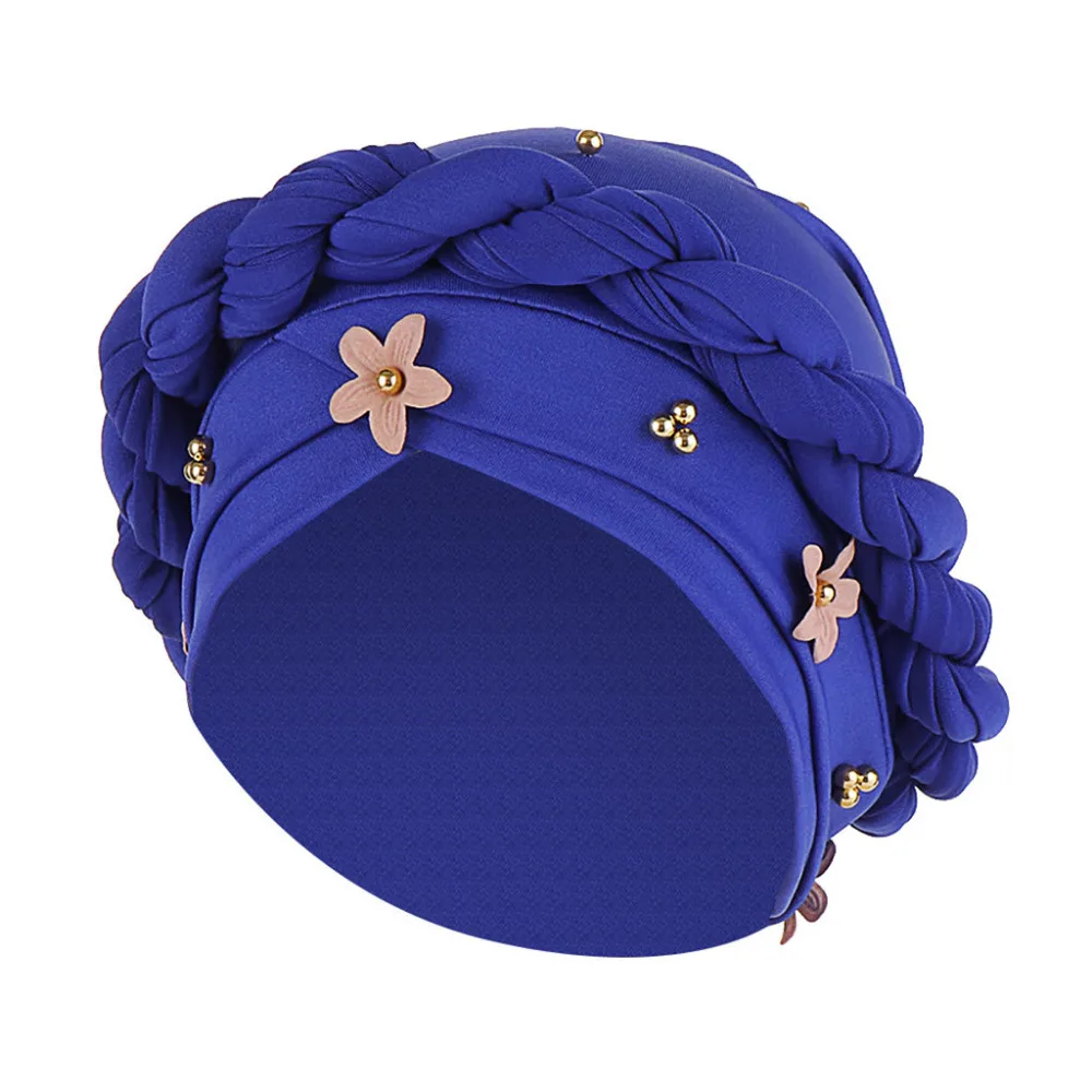 2019 Woman summer pretty flower twist wrapped head beach hat sunscreen beach hat cotton outdoor sports beach hat girl 40J5 (6)