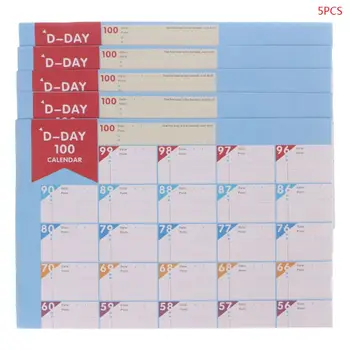 

5Pcs 100 Days Countdown Calendar Schedule Learning Goals Work Planner Periodic Agenda Table Office Supplies