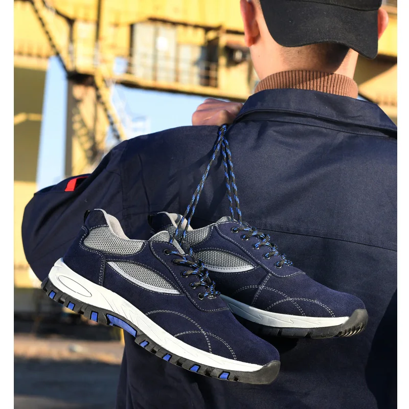 

Safety shoes men's leather wear-resistant European standard steel toe caps anti-smashing anti-piercing work shoes safety boots