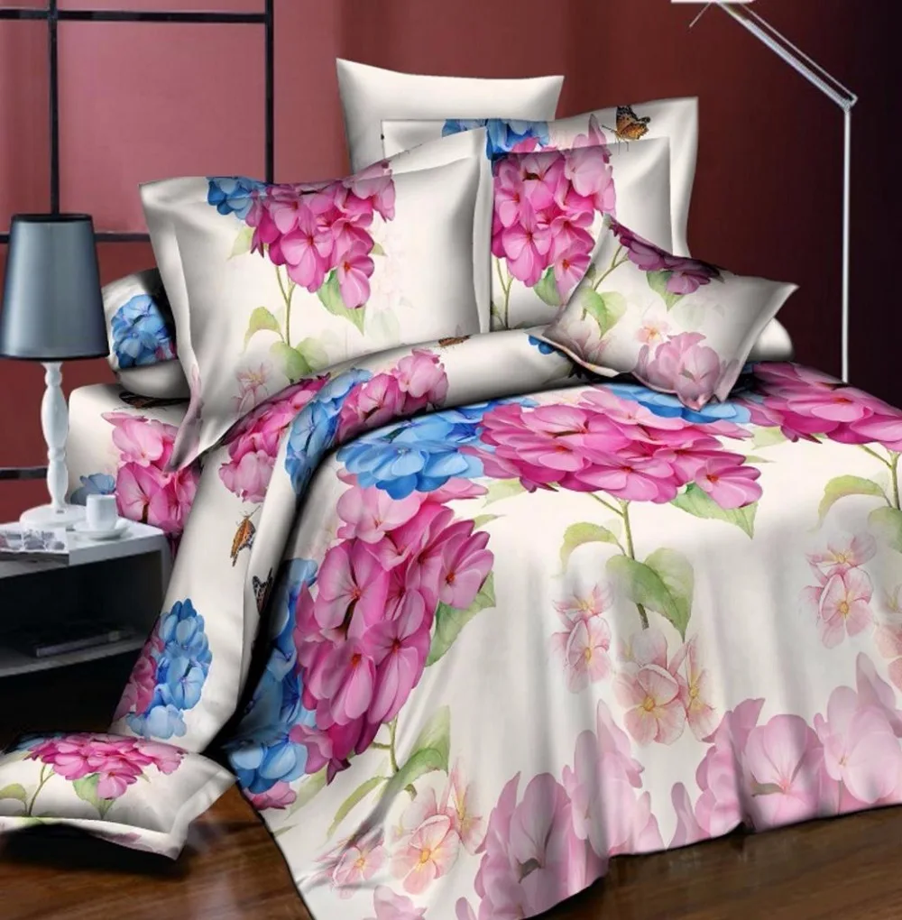 

Free shipping Hot 4pcs 3D Printed Bedding Set Bedclothes Red Rose in Queen/ Size Duvet Cover+Bed Sheet+2 Pillowca