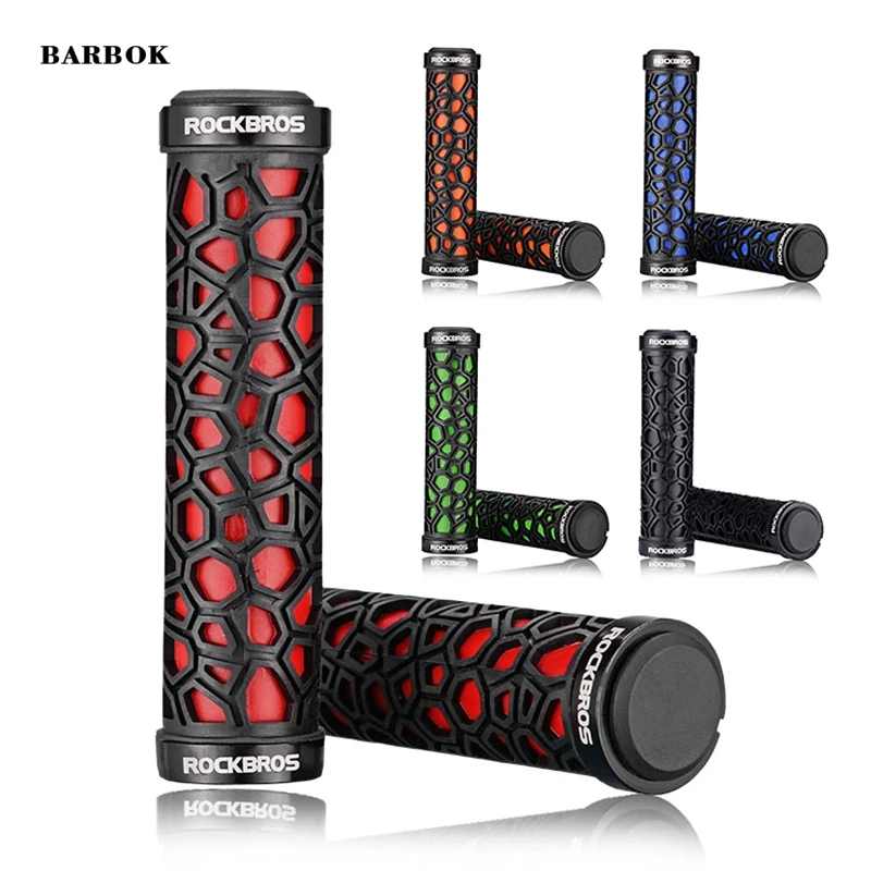

ROCKBROS Cycling Handbar Bicycle Grips Riding Rubber Handbar Anti-slip MTB Grips Shockproof Bike Grips Bar Bike Accessories 22mm