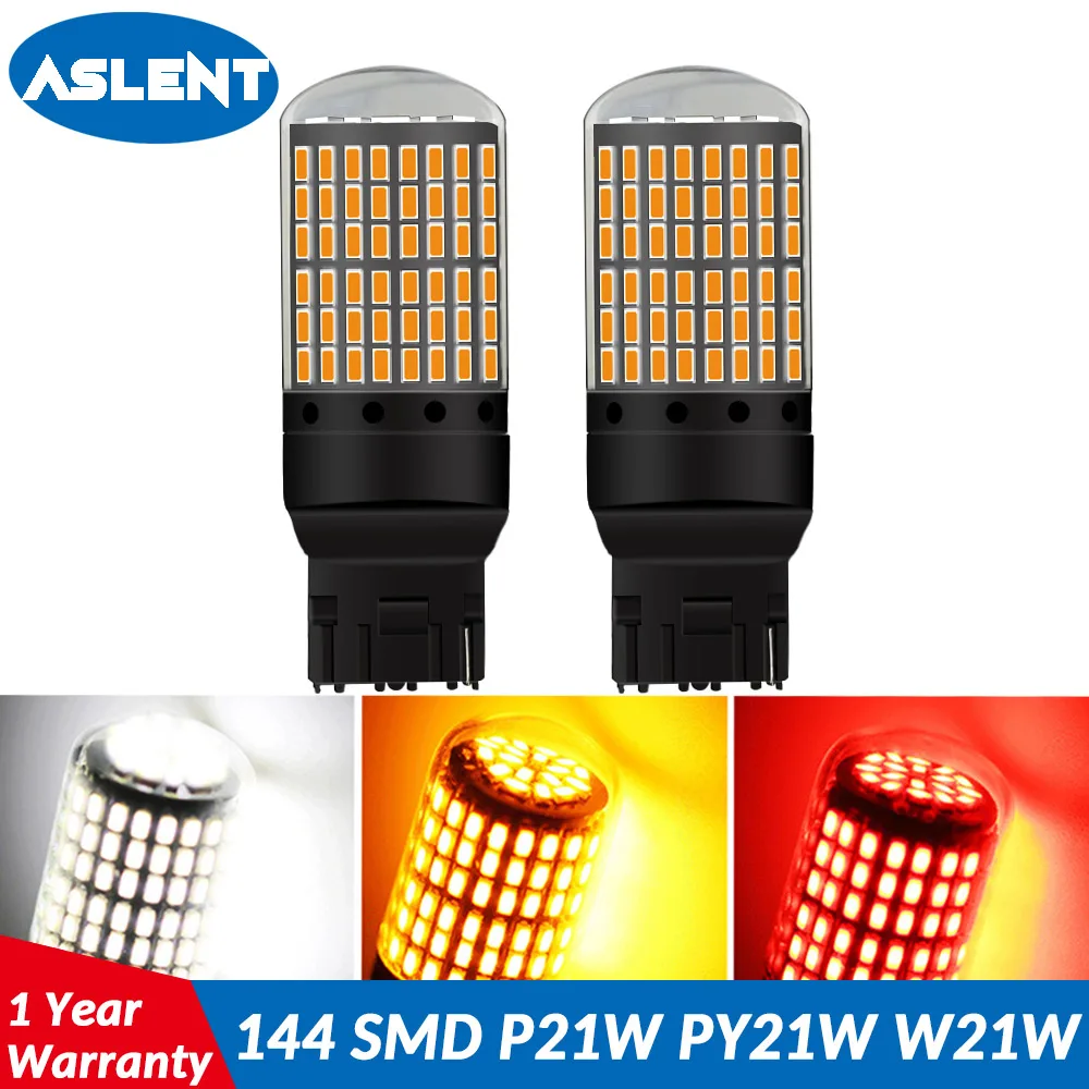 

ASLENT 1156 BA15S P21W BAU15S PY21W T20 7440 W21W LED Bulbs 3014 144smd led CanBus No Error lamp For Turn Signal Light No Flash