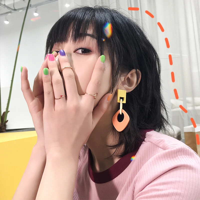 

Flashbuy Korean Acrylic Geometric Candy Statement Earrings For Women Exaggerated Long Drop Earrings New Summer Fashion Jewelry