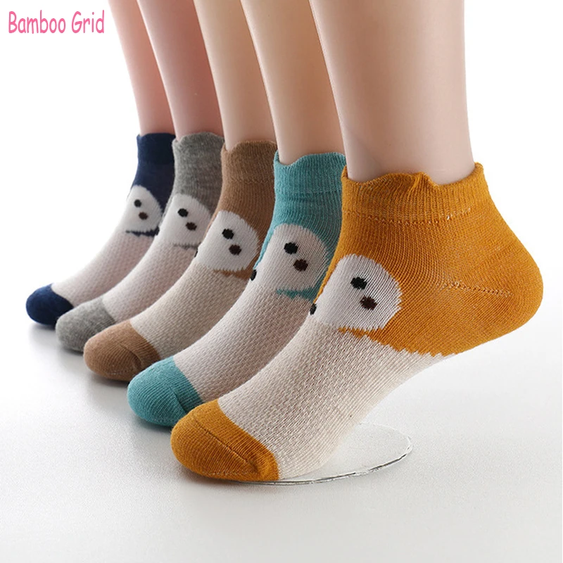 10 шт. = 5 пар летних детских носков милые носки-лодочки ярких цветов с рисунком лисы для мальчиков и девочек носки для детей от 1 до 10 лет