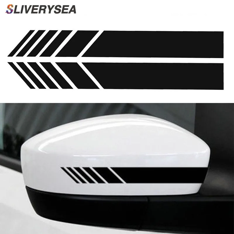 

SLIVERYSEA 1 Pair Universal Rear View Mirror Stickers Decor DIY Car Body Side Stripe Decals For BMW Hyundai SUV Audi Honda